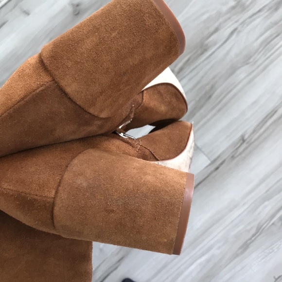 🤎 Zara Heeled Suede Lace Up Over Knee Boots Brown/Camel Hippie Boho Size 38 - Picture 12 of 17